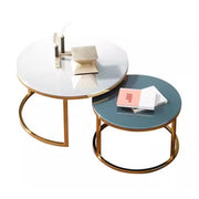 Color Tempered Glass Nesting Coffee Table Set of 2,Modern Round Side Tables