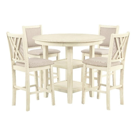 Amy 5-Piece Counter Dining Table Set, Beige and Brown