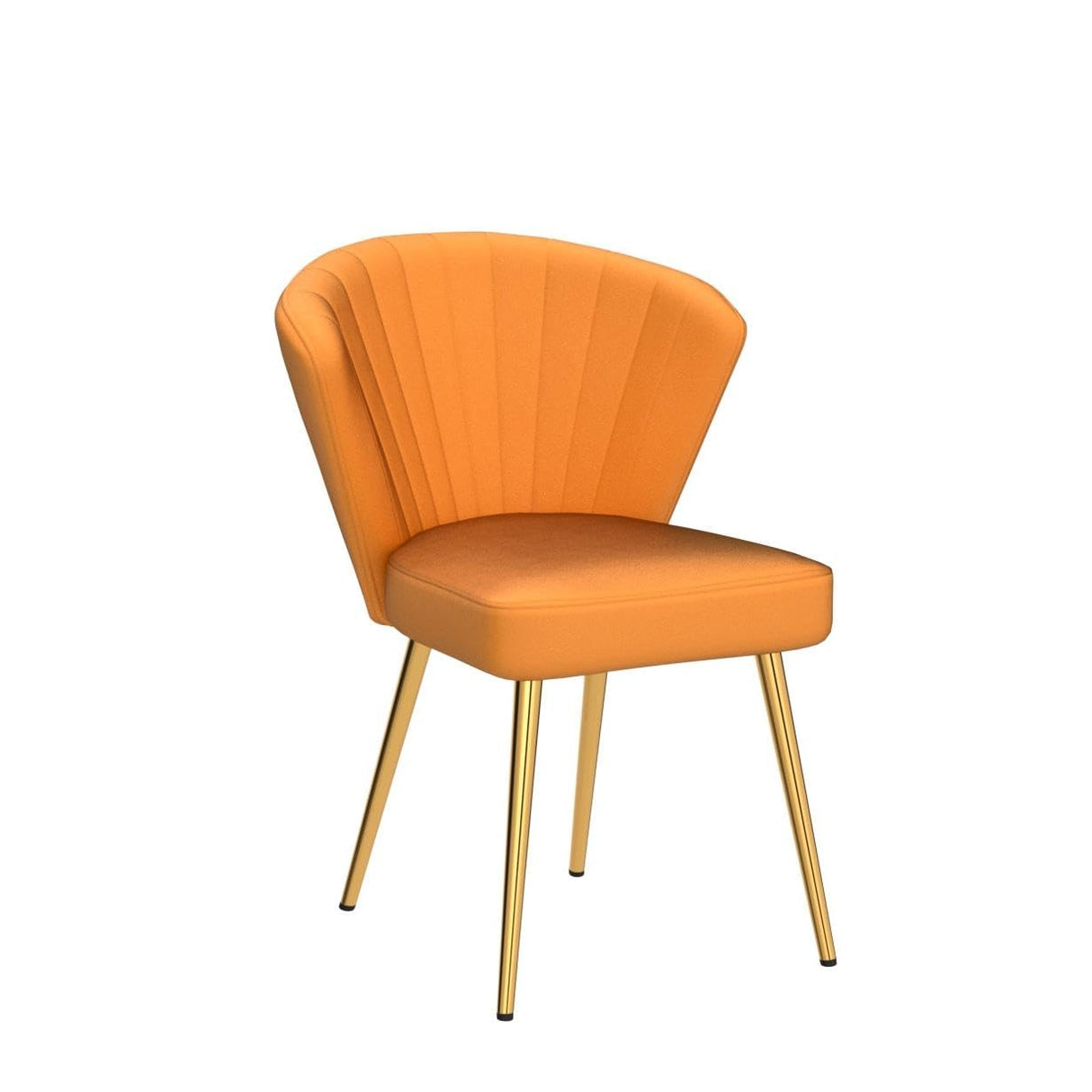 Velvet Dining Chairs Set of 4, Modern Upholstered Kitchen Chair with Golden Metal Legs, Orange Dinner Chairs