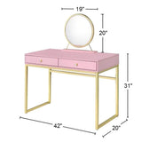 Base Vanity Set with 2 Drawers in Pink and Gold