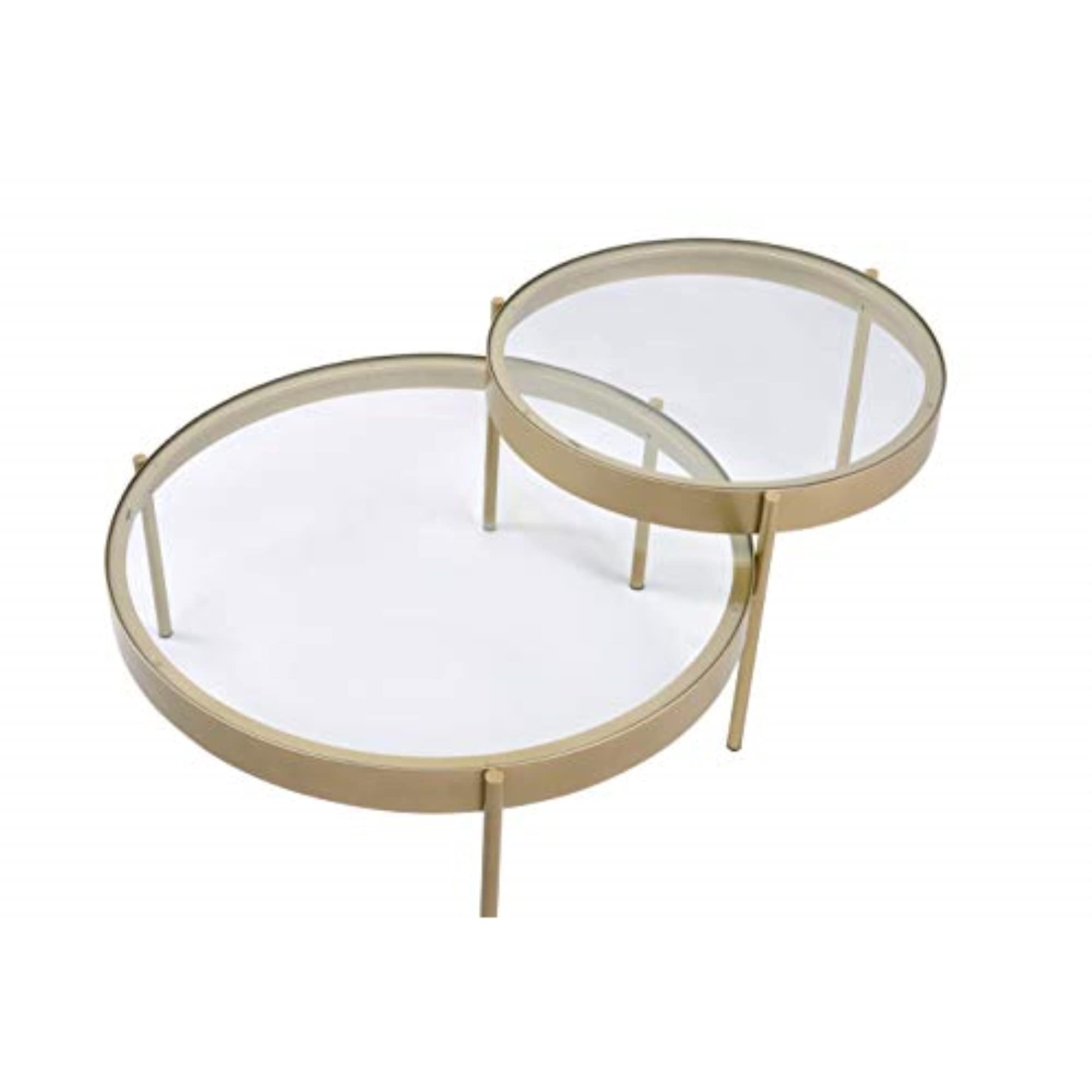 Andover Gold Metal Frame Oval Nesting Tables with Clear Glass Top