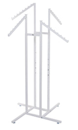 White 4-Way Clothes Rack with Slant Arms - Sturdy Garment Rack for Retail Display