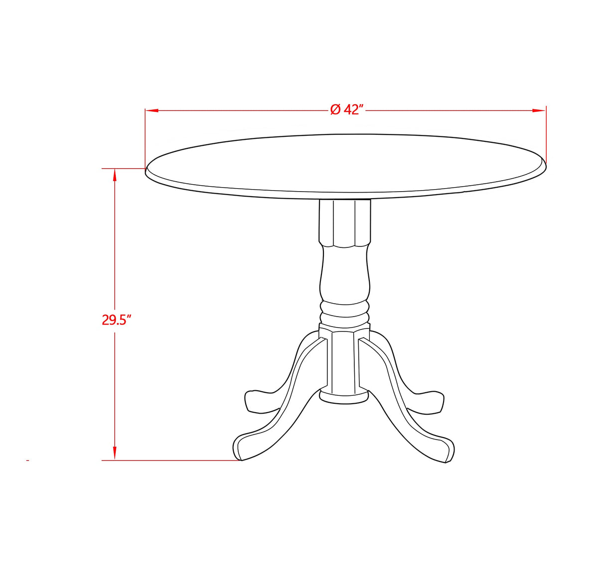 DMVA3-OAK-W 3 Piece Dinette Set for Small Spaces Contains a Round Dining Table