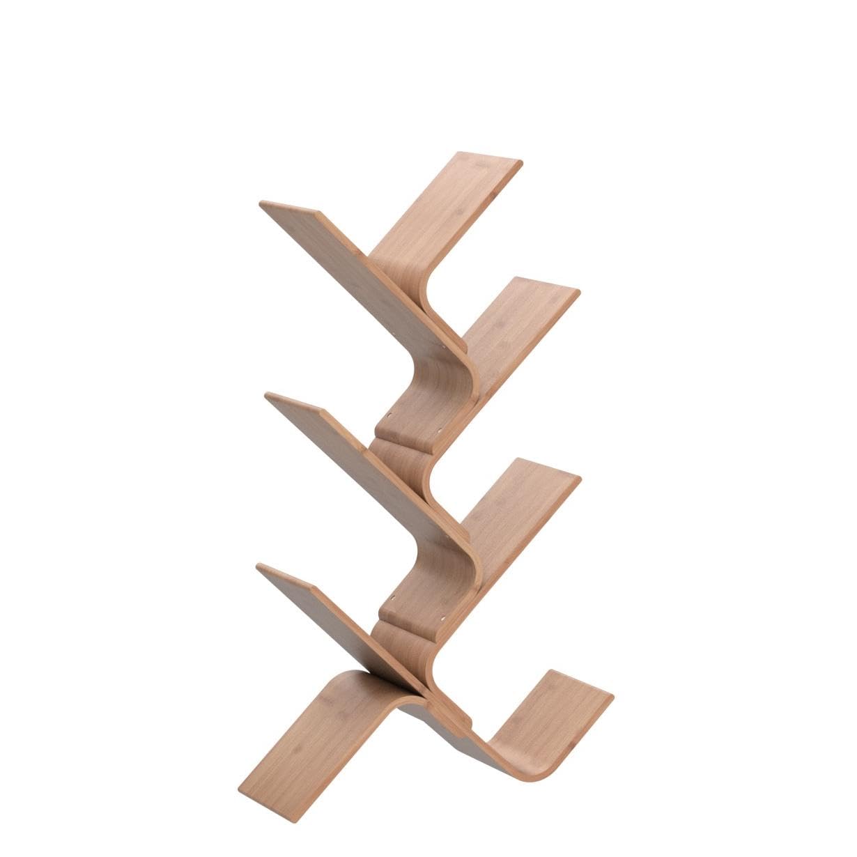 6-Tier Bamboo Tree Modern Bookshelf, Creative Curved Standing Bookcase Rack Book Storage Organizer Shelves, Display Floor Book Shelf Space Saver for Home Office Living Room Bedroom, Natural Color