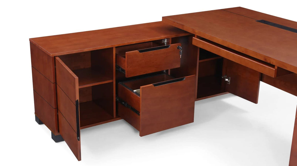 Furniture Modern 79" Ford Executive Desk with Right Return and Filing Cabinets - Light Wood