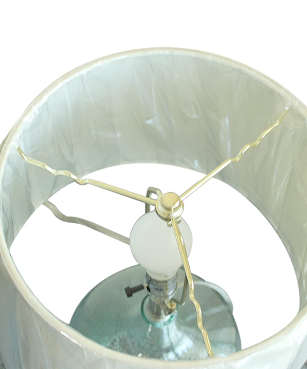 19" h Artisanal Hand-Blown Aqua Green Sea Glass Coastal Style Table Lamp, White Linen