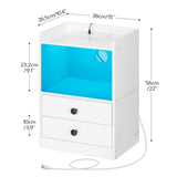 Nightstand with Charging Station, Modern Night Stand with LED Lights