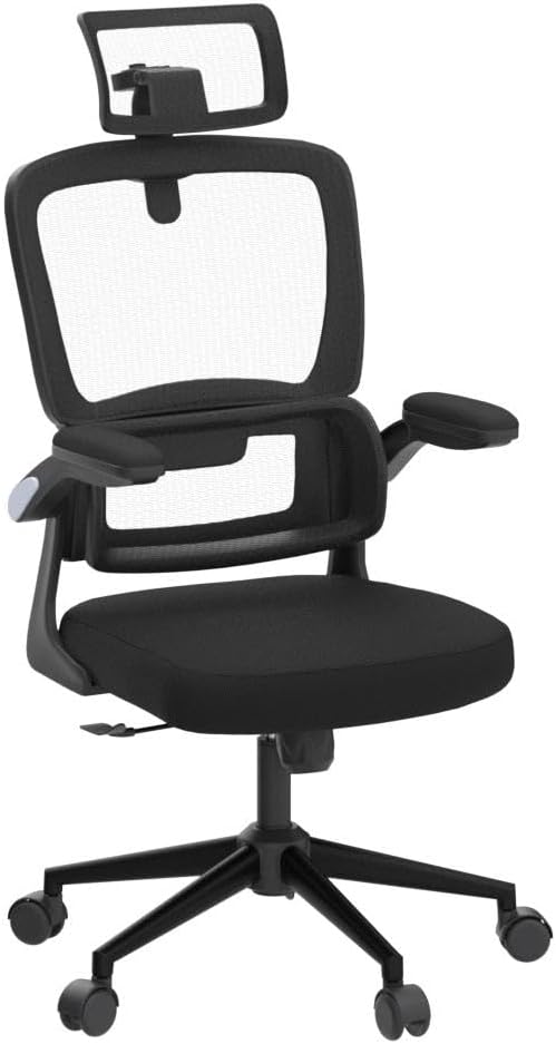 Ergonomic Office Desk Chair - Breathable Mesh High Back Computer Chair with Flip-Up