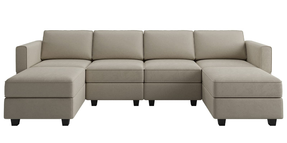 Modular Sectional Sofa with Reversible Chaises Velvet U Shaped Sectional