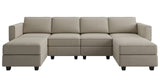 Modular Sectional Sofa with Reversible Chaises Velvet U Shaped Sectional