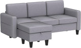 Light Grey Convertible Sectional Sofa Couch,3-Seat L-Shaped Sofa with Reversible