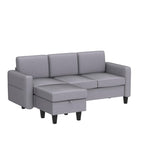 Light Grey Convertible Sectional Sofa Couch,3-Seat L-Shaped Sofa with Reversible