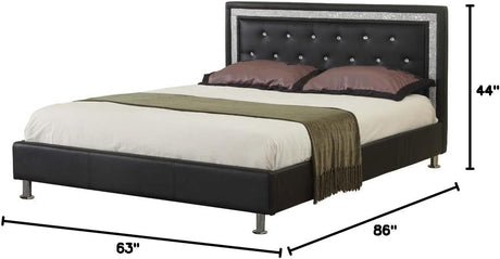 Bria Faux Leather Platform Bed, Queen, Black