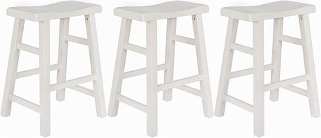 Heavy-Duty Solid Wood Saddle Seat Kitchen Counter Height Barstools, 24 Inches