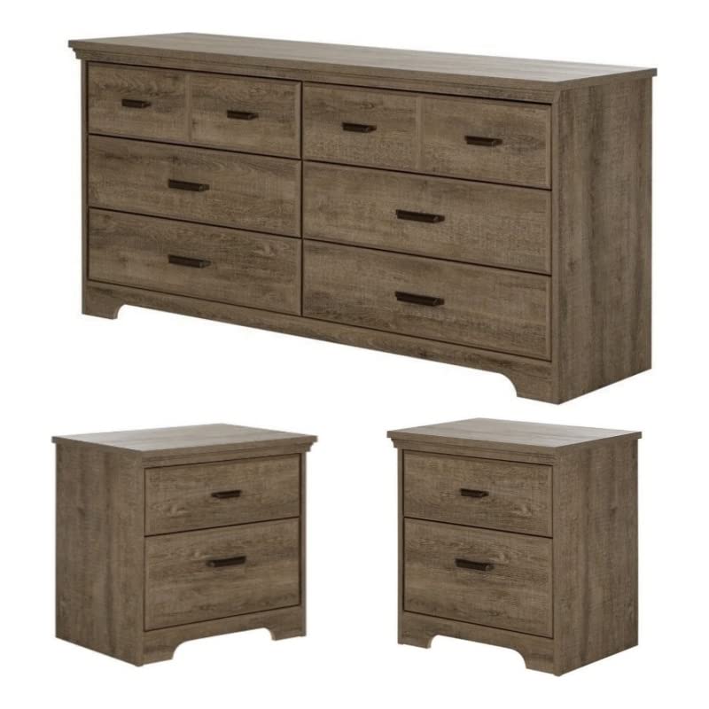 3 Piece Modern Bedroom Furniture Set - 8 Drawer Bedroom Dresser/Small Nightstand