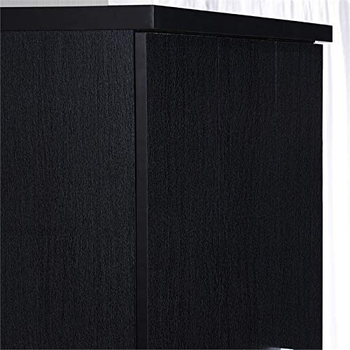 3 Door Armoire with 2 Drawers 3 Shelves in Black