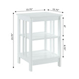 Mission End Table with Shelves, White