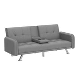 Futon Sofa Bed, Convertible Couch with 2 Cup Holders, Loveseat with Armrest for Studio