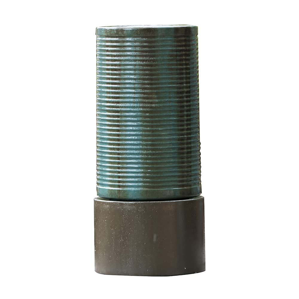 Unique Concrete Ribbed Tower Water Fountain Outdoor for Patio Lawn Backyard Deck Garden Decor