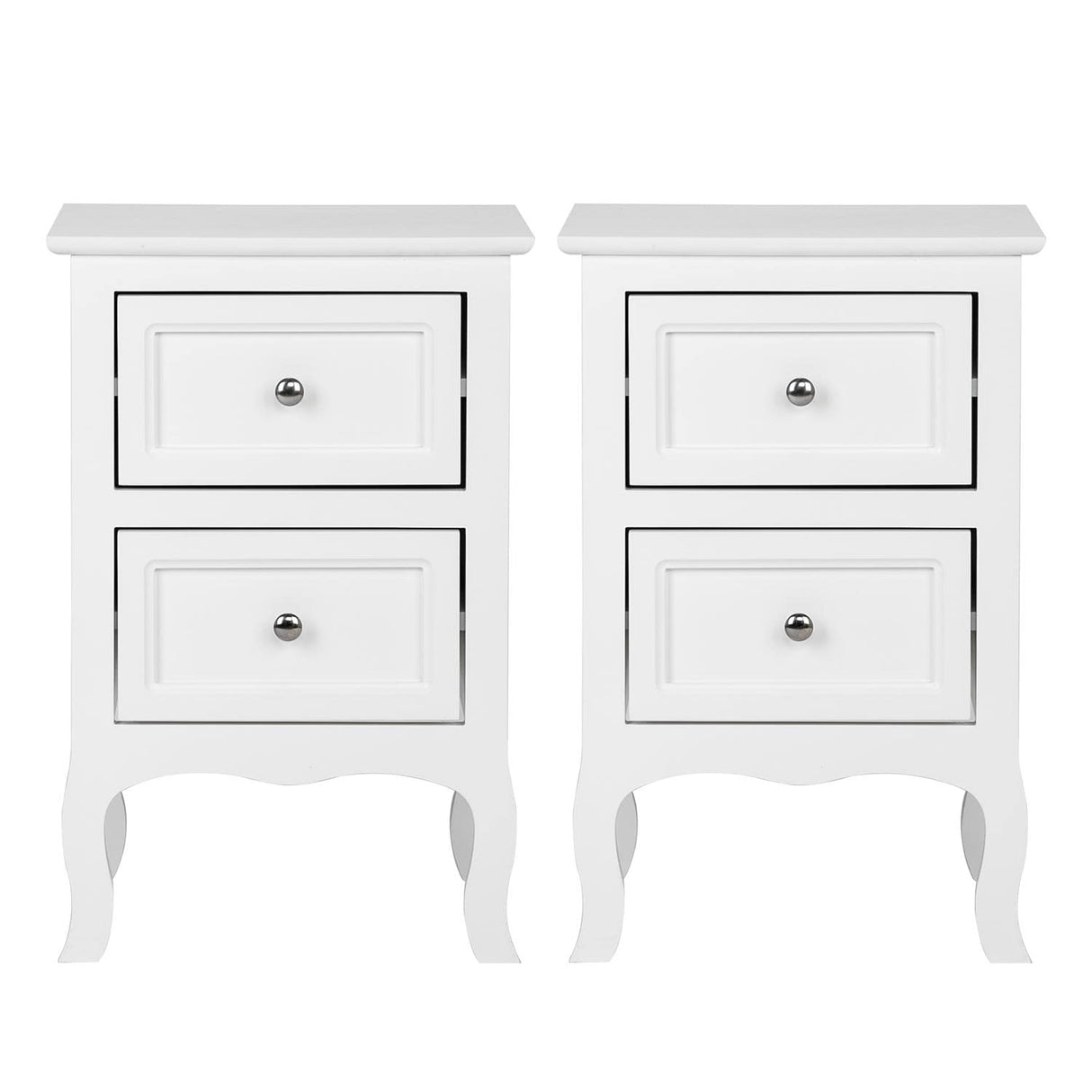 White Nightstand Set of 2. Farmhouse End Side Table Set of 2 Bedside Nightstands Chest