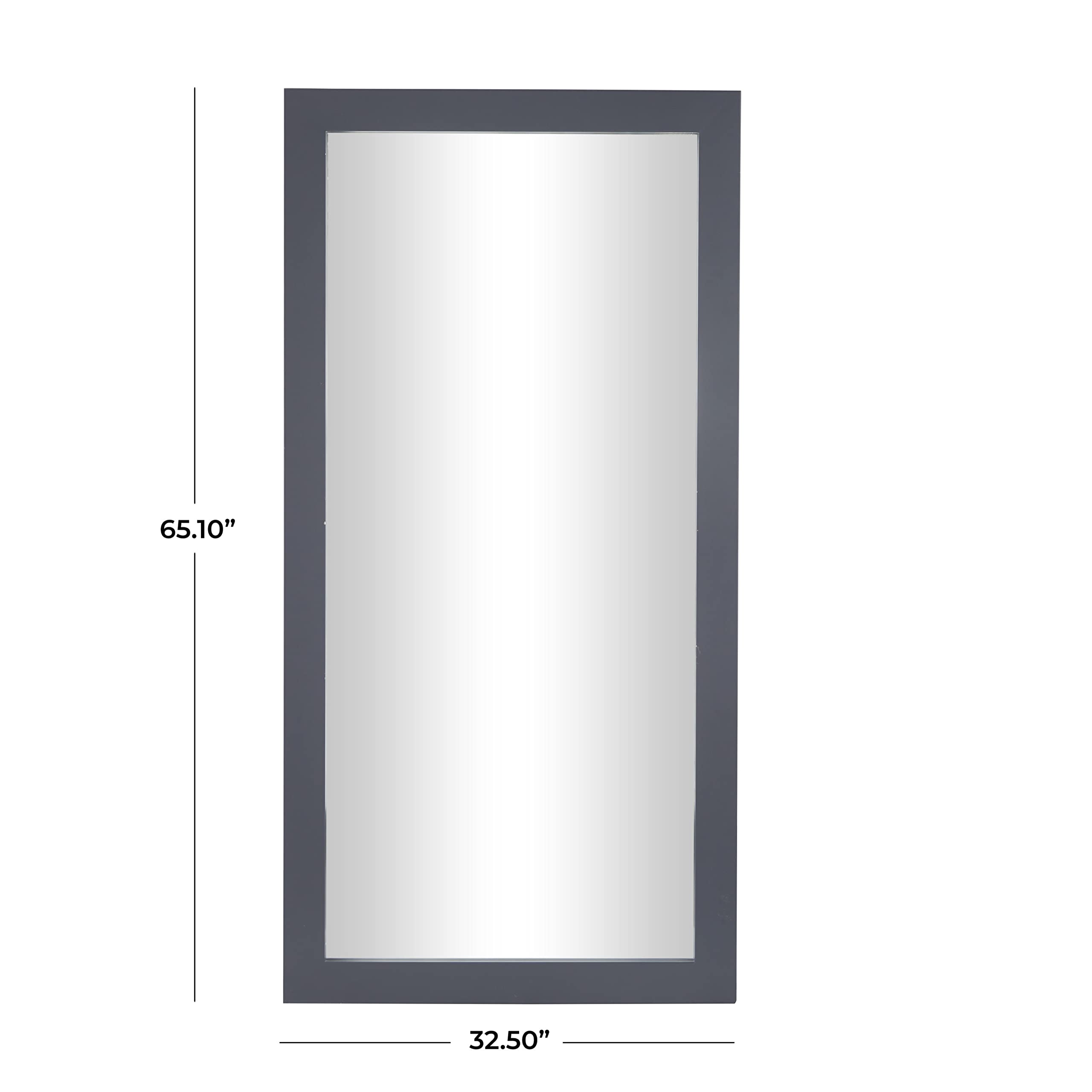 Modern Wood Wall Mirror, 33" x 1" x 65"