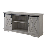 furnishings Tucker 58 Inch Sliding Barn Door TV Console in Stone Grey