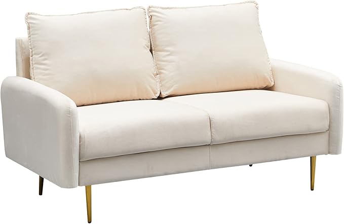 Velvet Loveseat Modern Sofa Tufted Couch with Metal Legs for Living Room, Bedroom, Office, Playroom - Prussian Blue