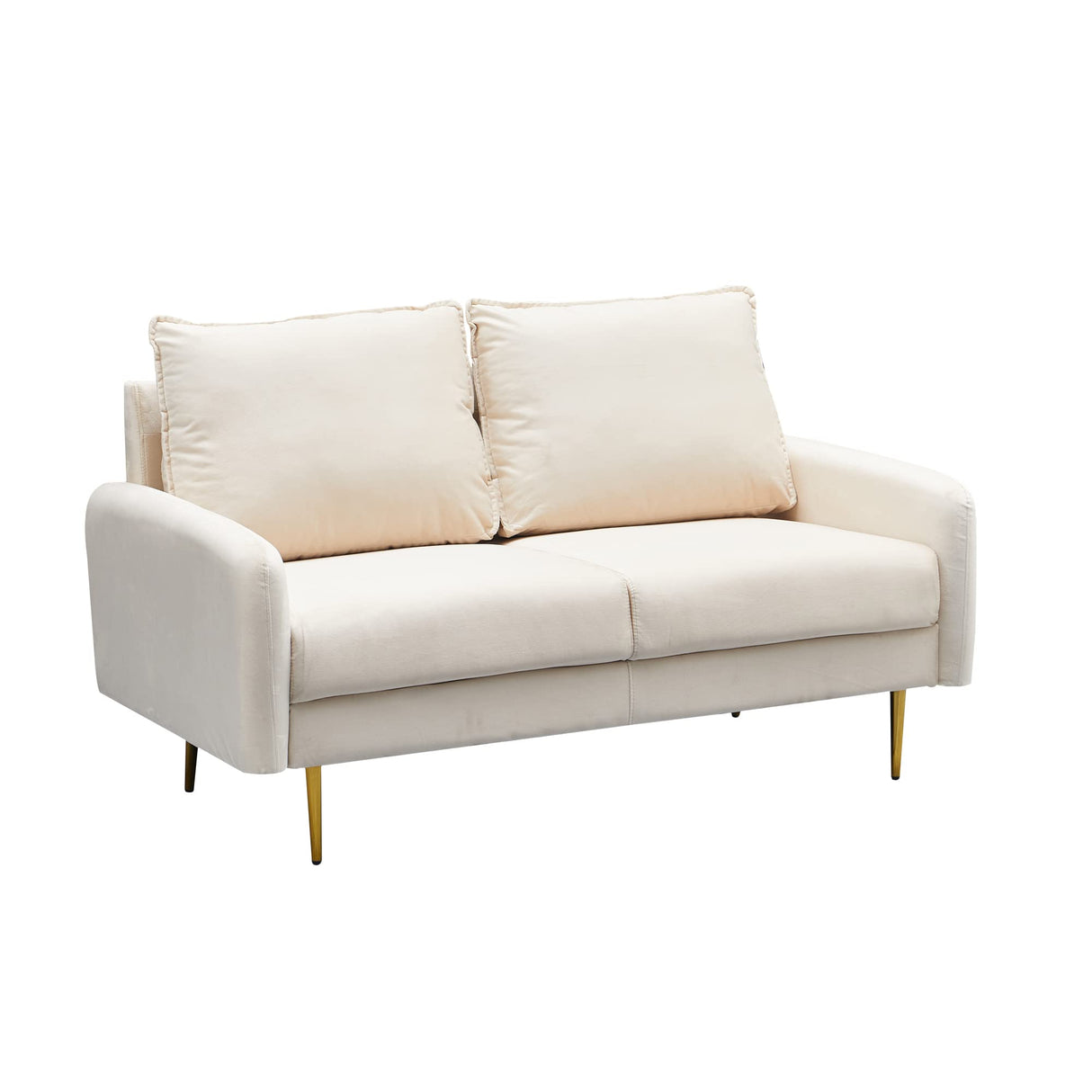 Velvet Loveseat Modern Sofa Tufted Couch with Metal Legs for Living Room, Bedroom