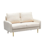 Velvet Loveseat Modern Sofa Tufted Couch with Metal Legs for Living Room, Bedroom