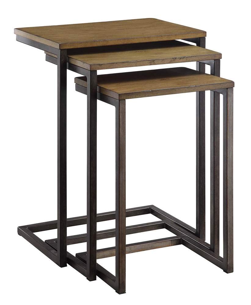 Astrid Nesting Table in Harvest Oak and Aged Iron
