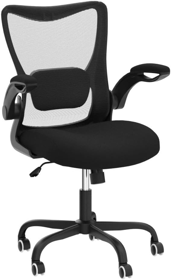 Office Chair, Ergonomic Desk Chair with Adjustable Lumbar Support and Flip up Armrest