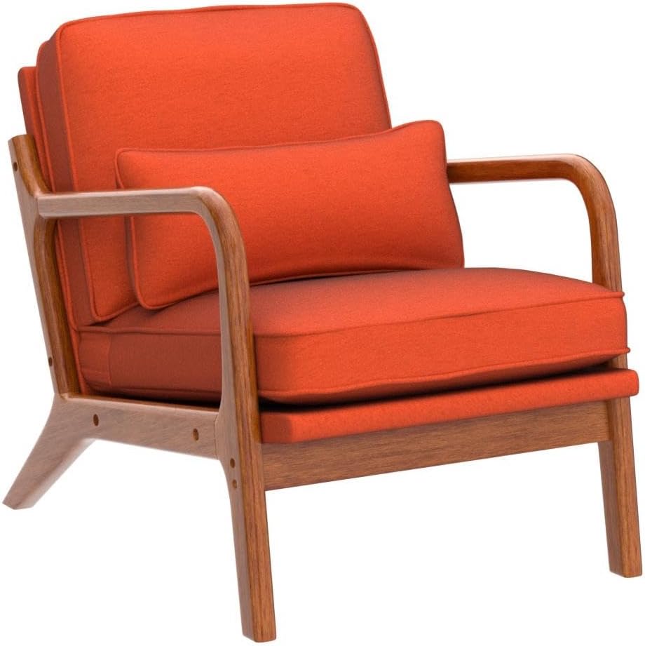 Accent Chair Mid-Century Modern Chair with Pillow Upholstered Lounge Arm Chair