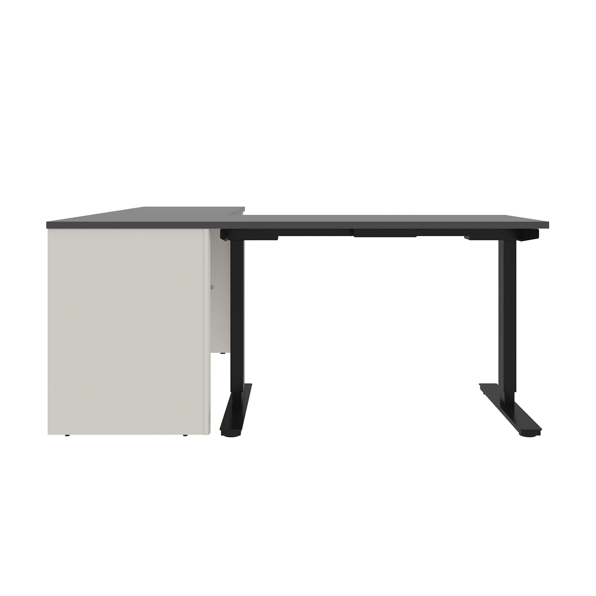 Connexion L-Shaped Standing Desk with Pedestal, 72W, Slate/Sandstone