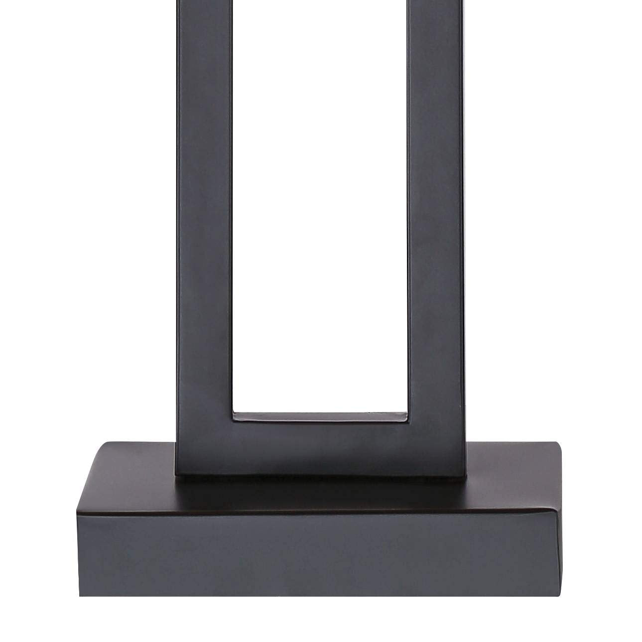 Aston 26" Modern Rectangle Table Lamp - Black Metal with Off-White Shade