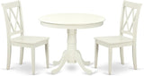 ANCL3-MAH-W Antique 3 Piece Dinette Set for Small Spaces Contains a Round