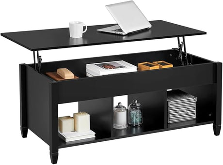 Coffee Table, Lift Top Coffee Table w/Hidden Storage Compartment & Lower 3 Cube Open