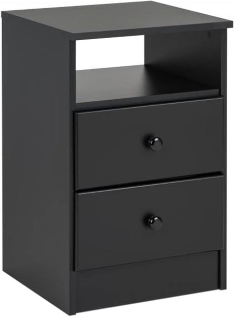 Astrid Simplistic Nightstand Side Table with 2 Drawers and Open Shelf,