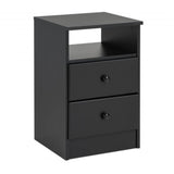 Astrid Simplistic Nightstand Side Table with 2 Drawers and Open Shelf,