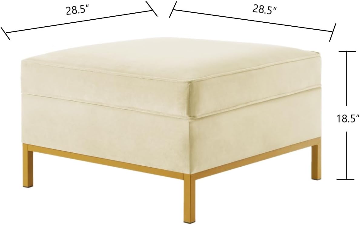 Mid-Century Modern Upholstered Square Sofa Ottoman Couch Ottoman