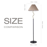 KUNJOULAM Modern Pleated Floor Lamp, Black Pole Floor Lamps, Simple Design Tall Lamp with Adjustable Beige Lampshade, Standing Lamp for Living Room, Bedroom, Office, Home (Without Bulb)