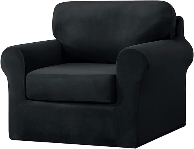 5-Piece Stretch VELVET Sofa Cover, 2 Seater Couch Slipcover Loveseat with Two Separate Backrests and Cushion Cover with Elastic Band for Dogs
