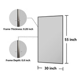 30x55 Matte Black Rectangle Bathroom Mirror