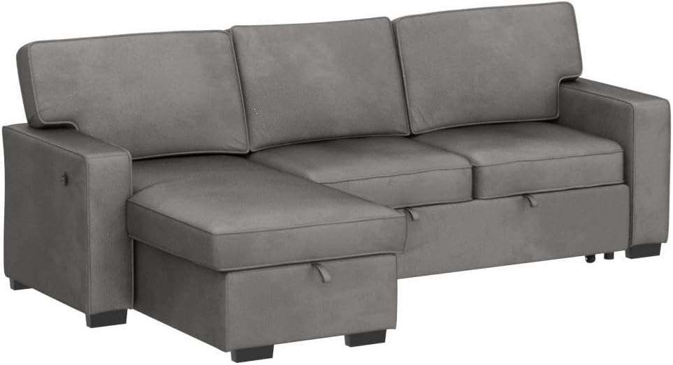 Convertible Sleeper Sofa 3 in 1, Chenille Modern L-Shaped Couches