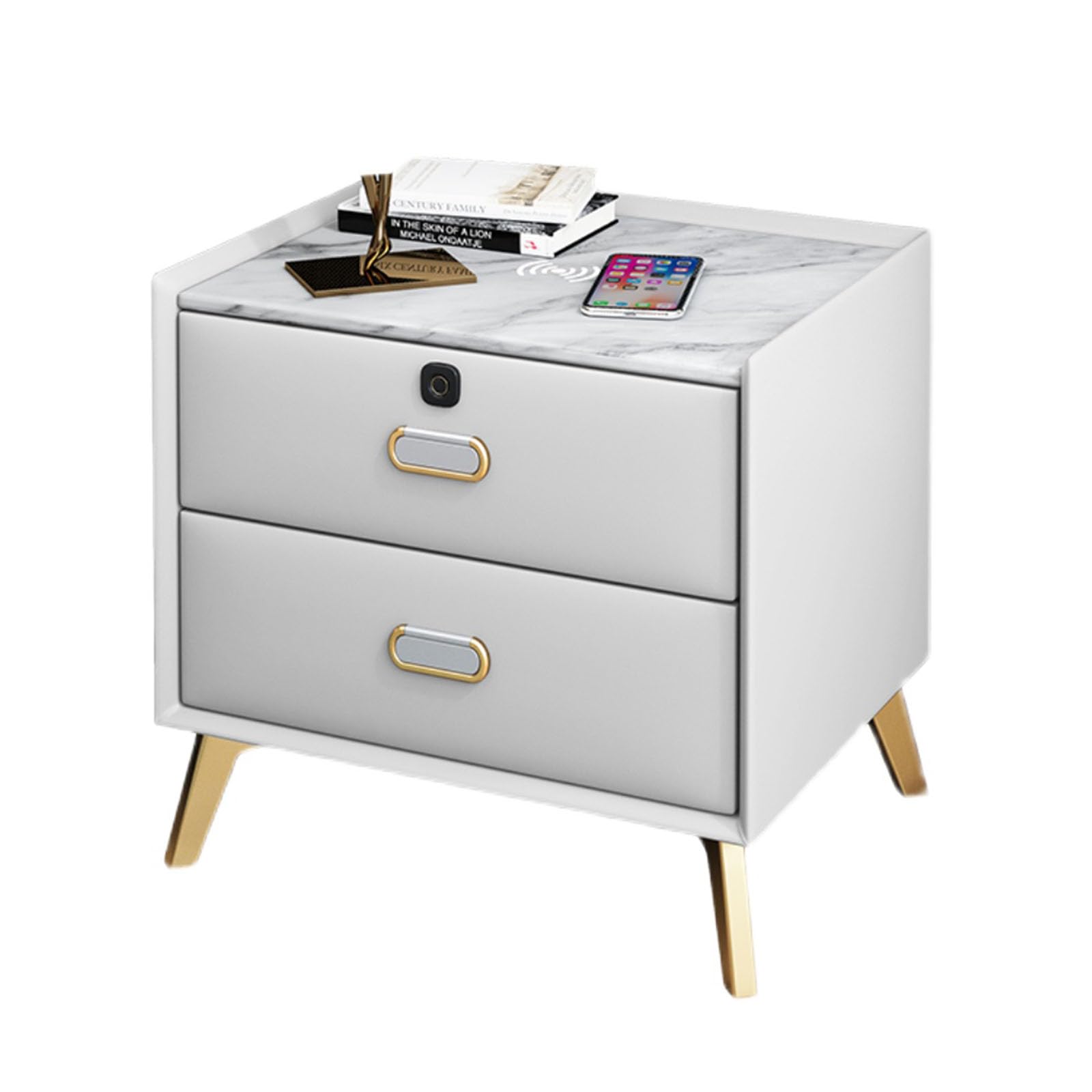 Bedroom Leather Art Storage Bedside Cabinet