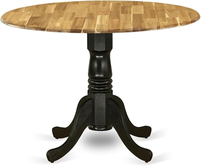 DMT-WLW-TP Dublin Modern Kitchen Table - a Round Dining Table Top with Dropleaf & Pedestal Base,