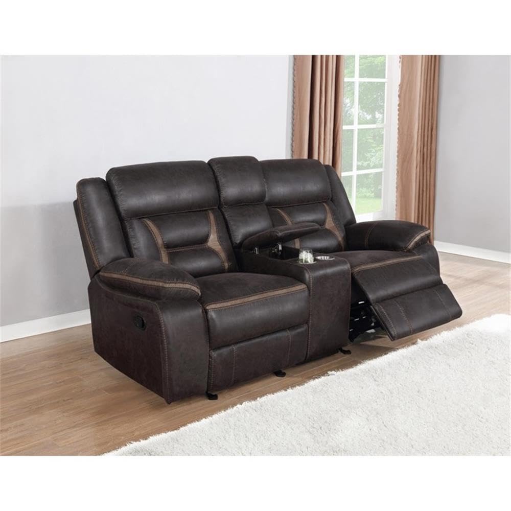 Greer Upholstered Motion Reclining Loveseat, Brown