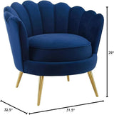 Modway Admire Scalloped Edge Performance Velvet Accent Lounge Arm Chair in Navy