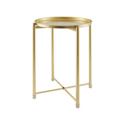 Round End Table, Small Side Table Metal, Removable Tray on-top