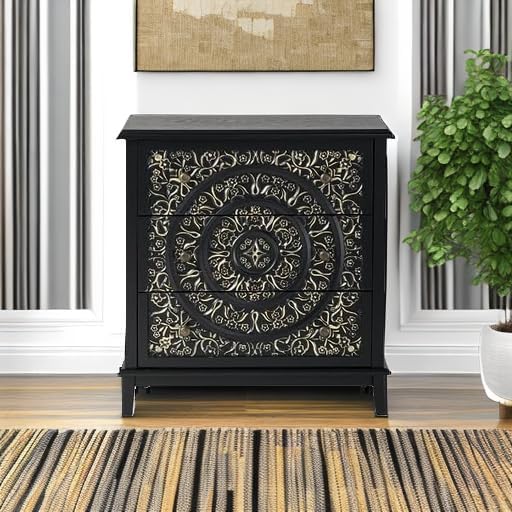 Fully-Assembled Flower Motif Dresser, Set of 2 Nightstand