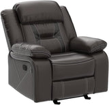 DAZONE Recliner Chair, Leather Recliner Lazy Boy Recliner Comfortable Home Theater Seating with Rocking Glider Recliner Chair for Living Room Reclining Rocker Single PU Faux Manual Recliner Brown